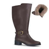 Extra Wide Calf Wool Lined Ankle Buckle Boots (Johanna)