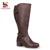 Extra Wide Calf Block Heel Riding Boots (Hindy)