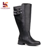Extra Wide Calf Stacked Buckle Boots (Betta)