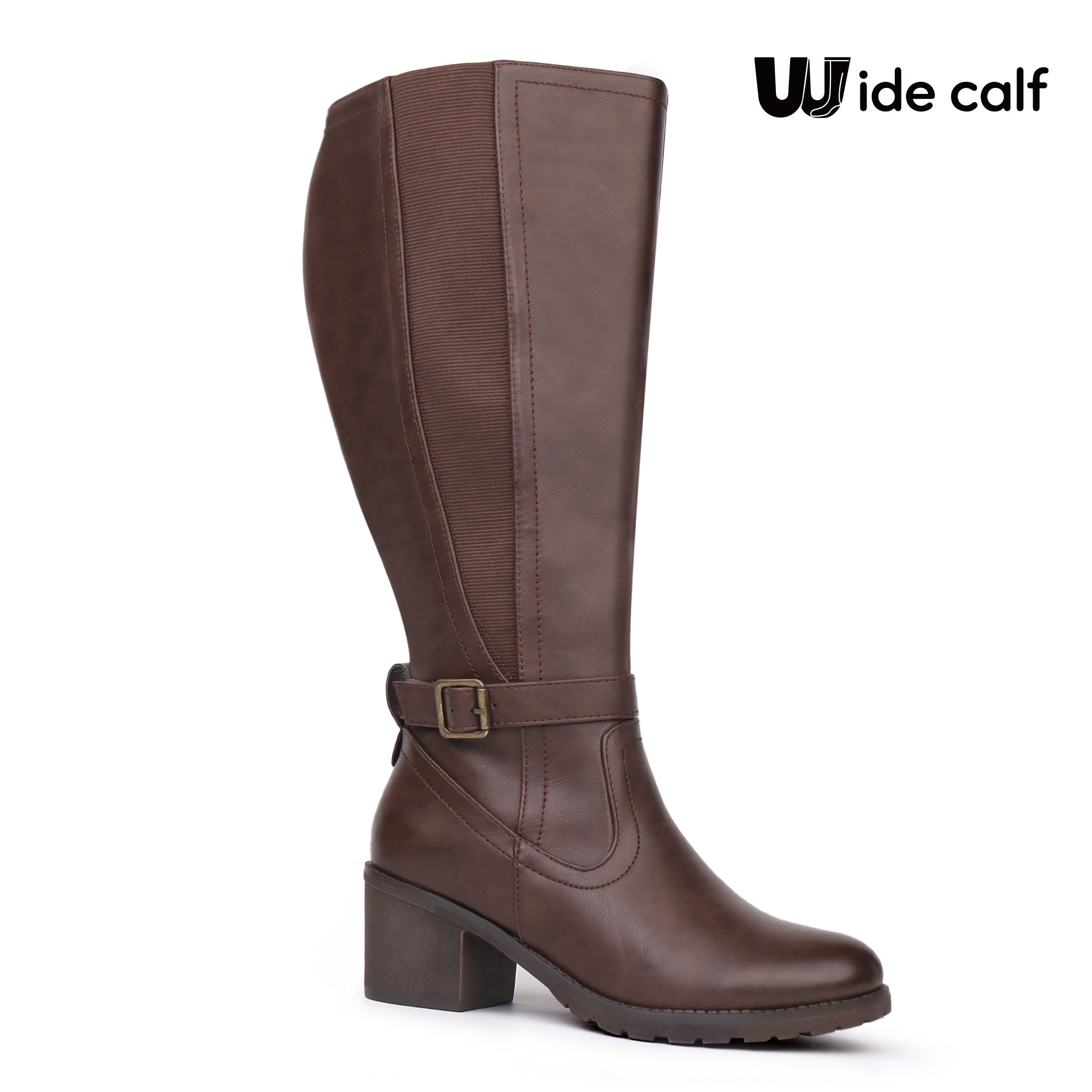 Wide calf Extra Wide Calf Stretch Panel Boots Elena - Brown / 6 Wide calf Extra Wide Calf Stretch Panel Boots Elena - Brown / 6