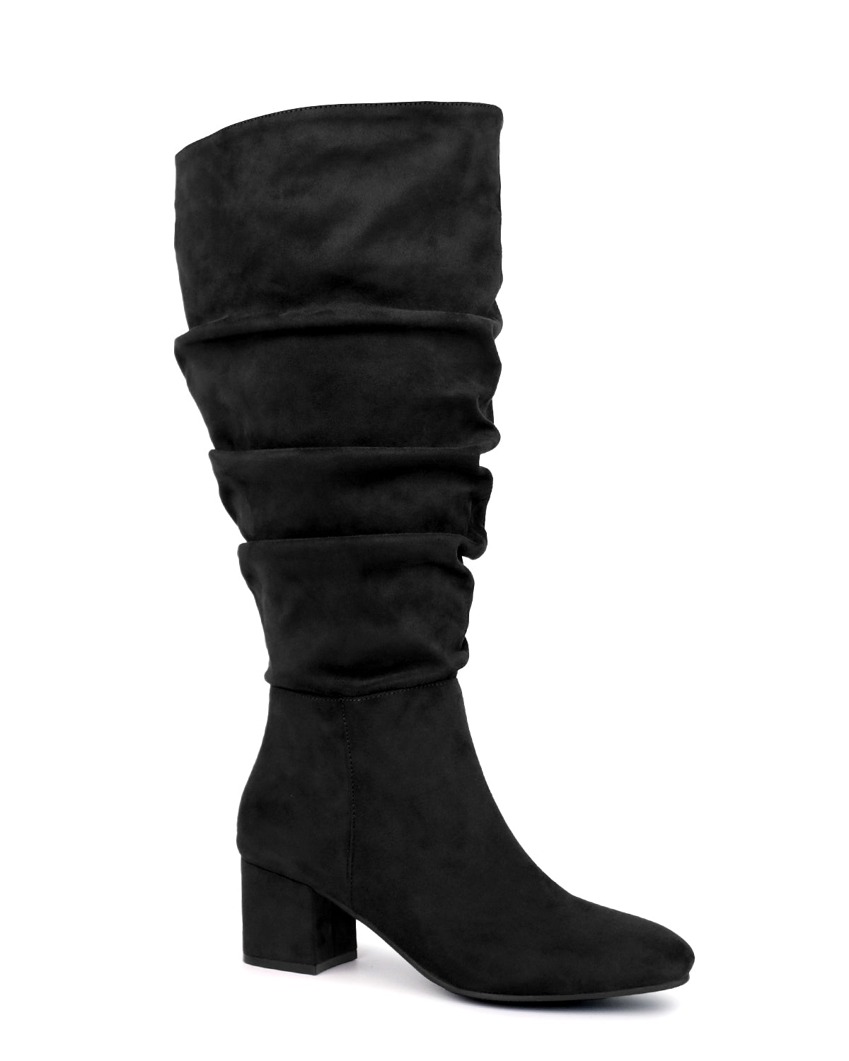 Pull On Slouchy Boots 65 BLACK - Wide Calf with Round Toe