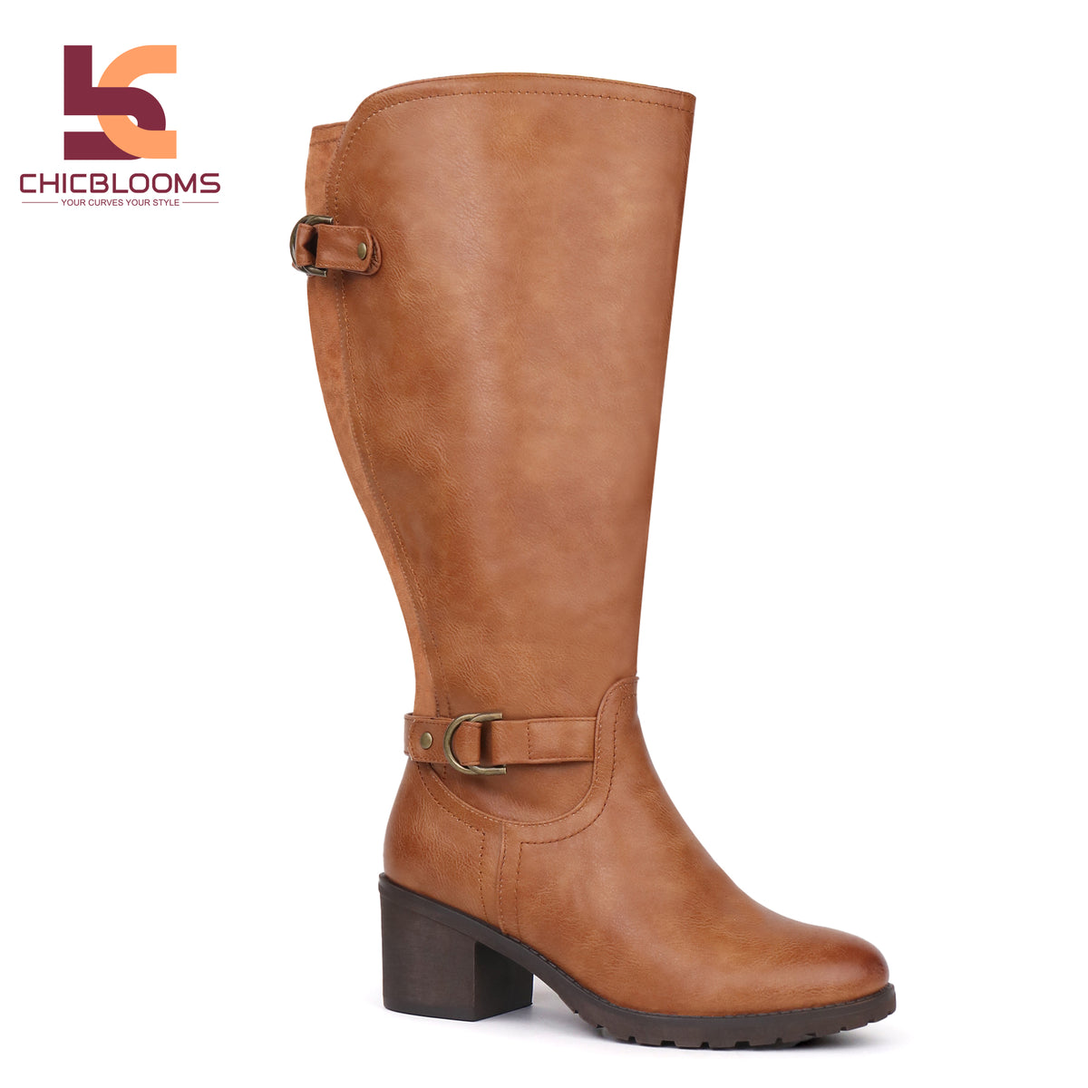 Extra Wide Calf Block Heel Riding Boots (Hindy)