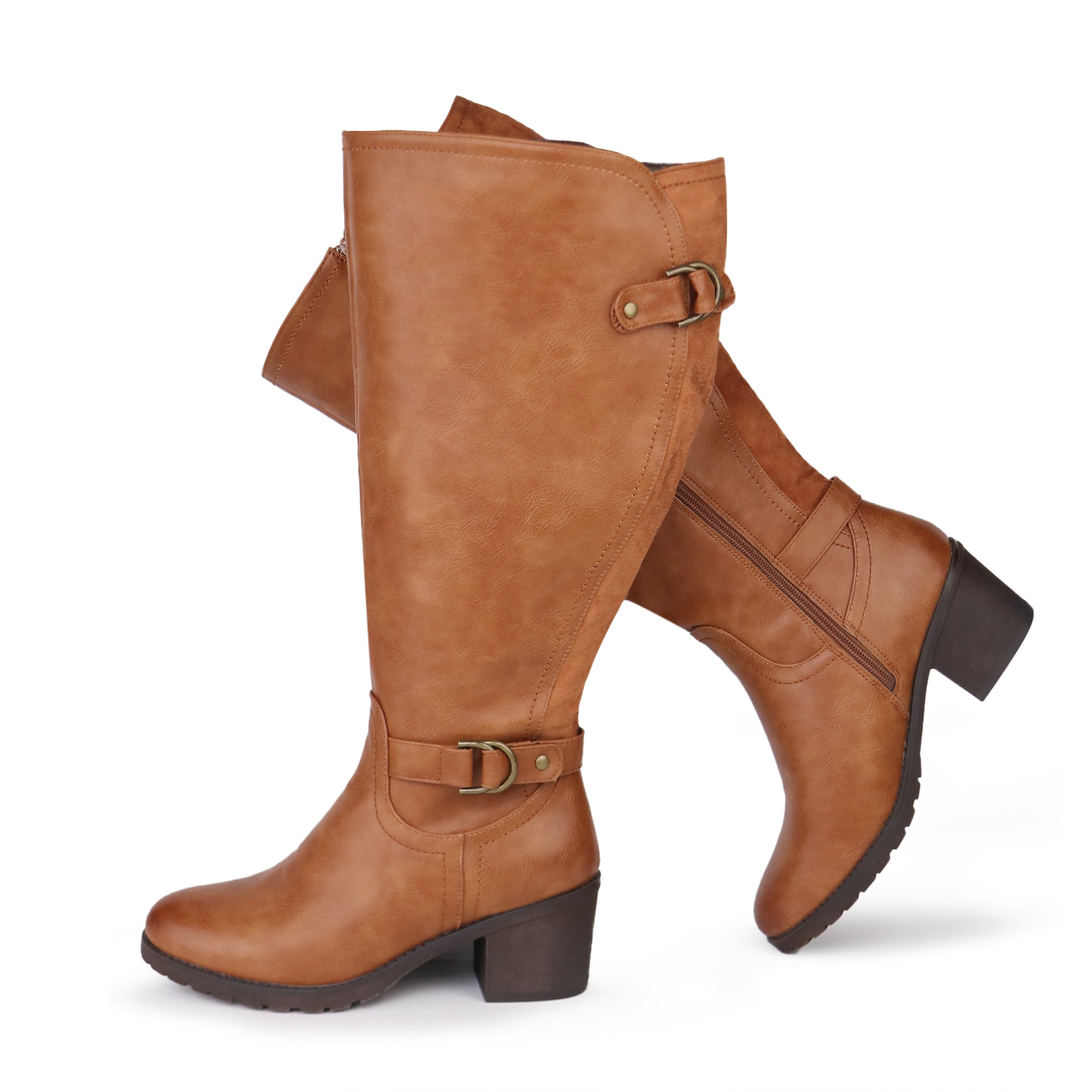 Extra Wide Calf Block Heel Riding Boots (Hindy)