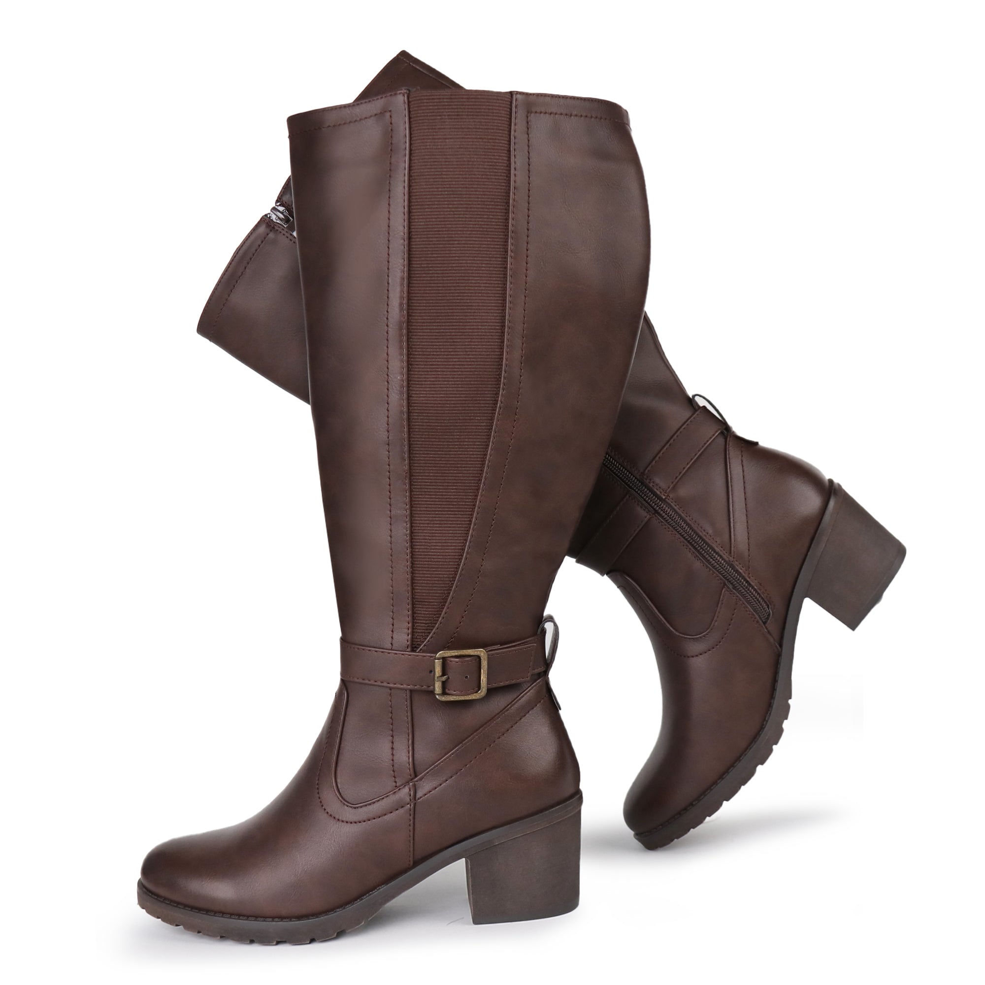 Extra Wide Calf Stretch Panel Boots （Elena)