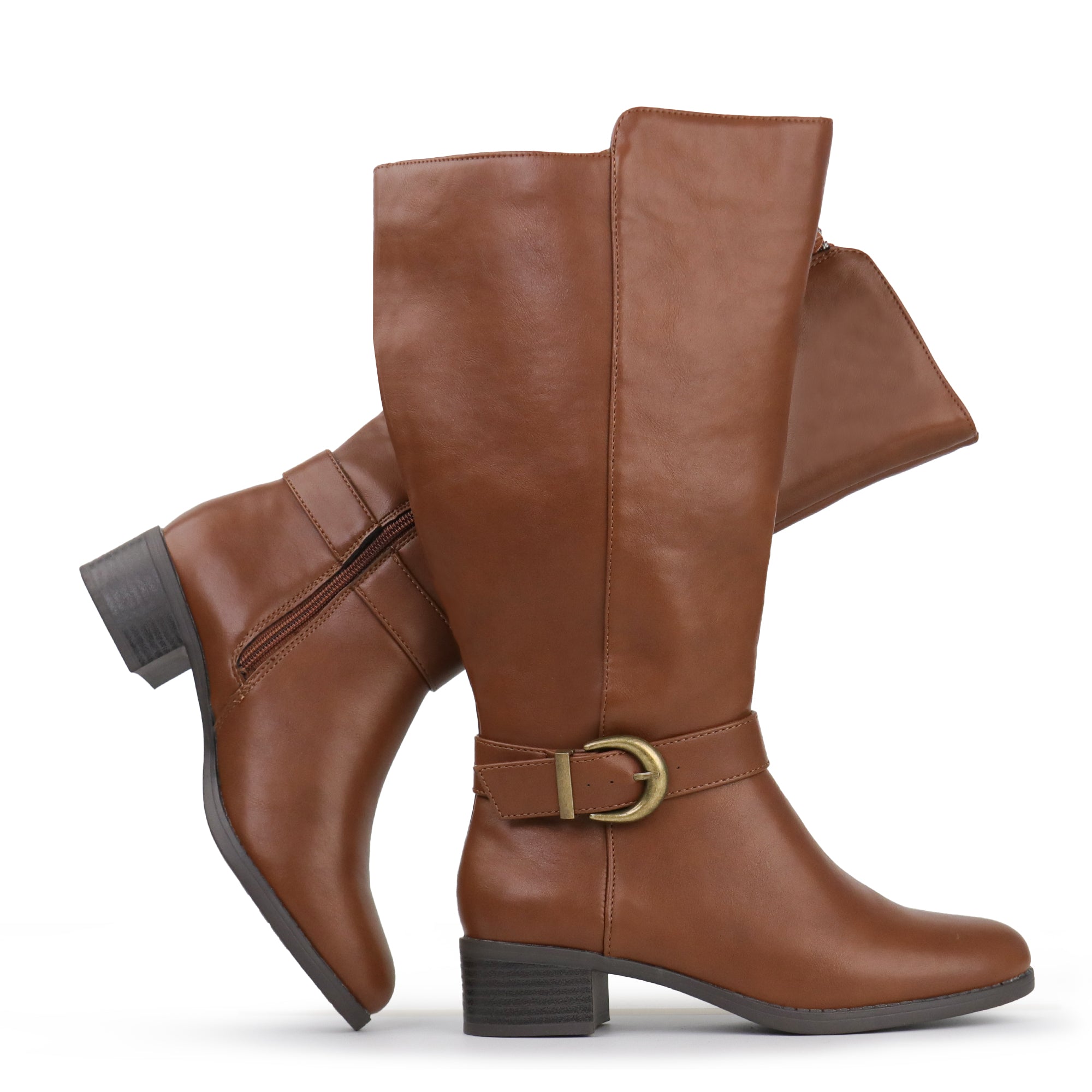 Extra Wide Calf Ankle Buckle Boots (Johanna)