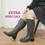 Extra Wide Calf Ankle Buckle Boots (Johanna)