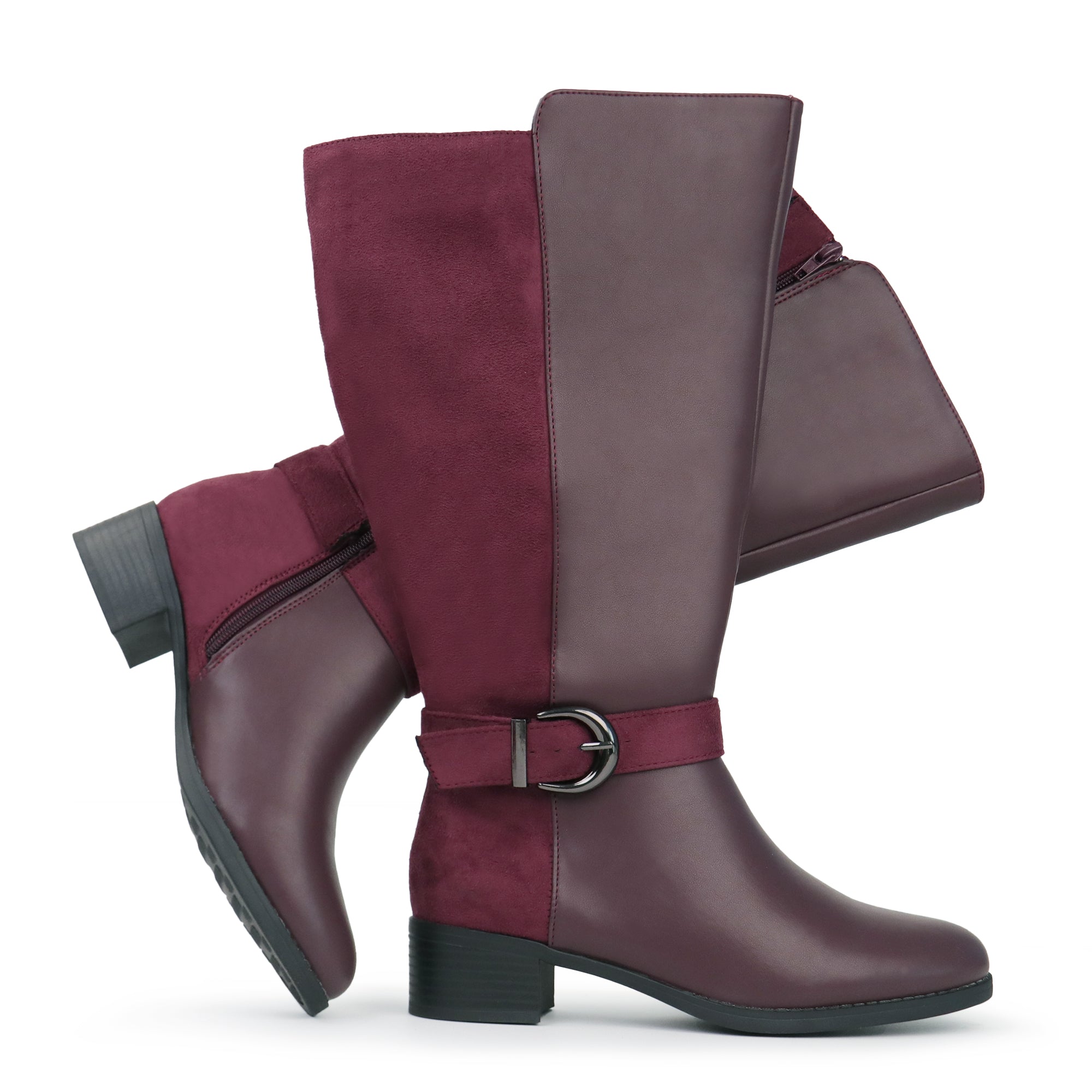 Extra Wide Calf Ankle Buckle Boots (Johanna)