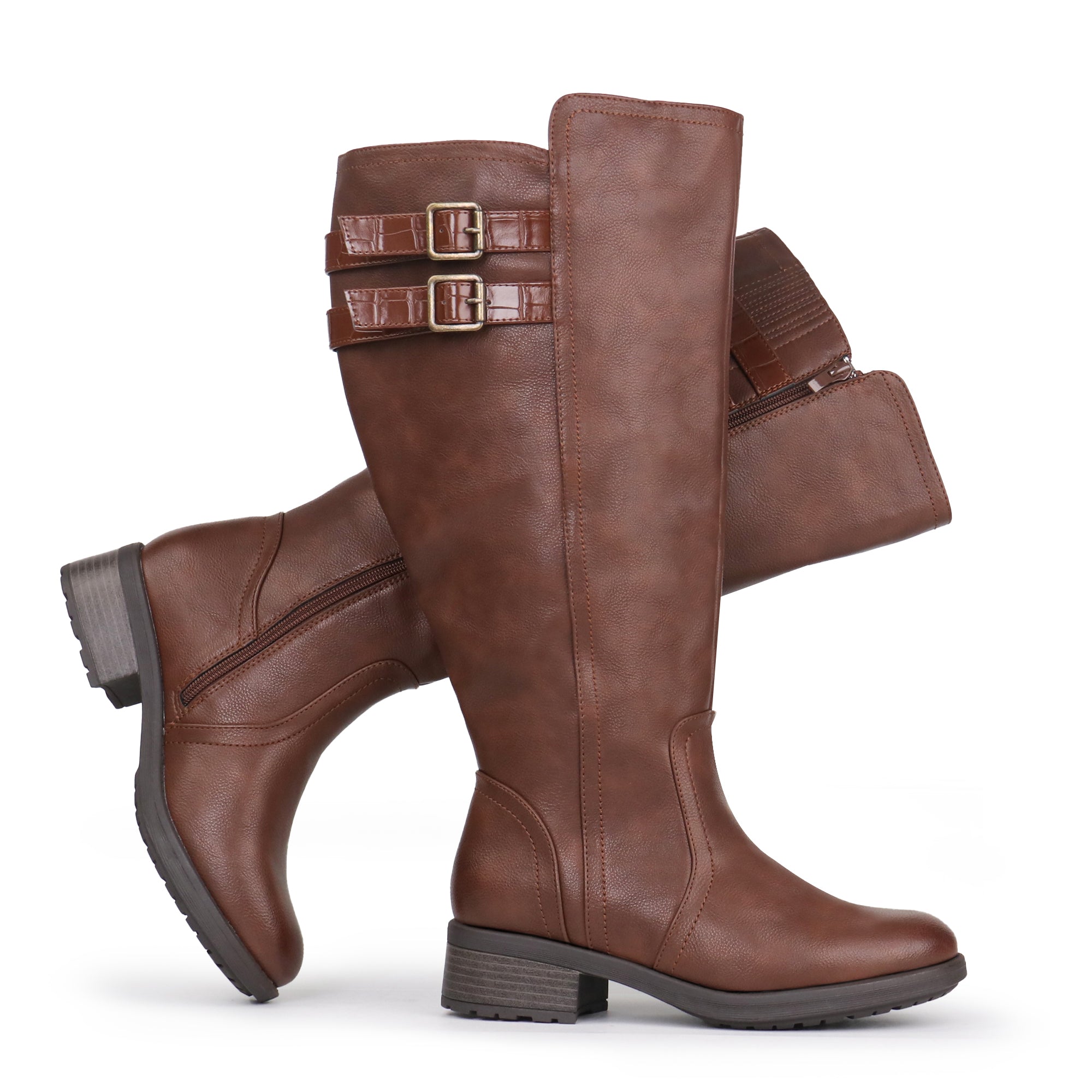 Extra Wide Calf Stacked Buckle Boots (Betta)