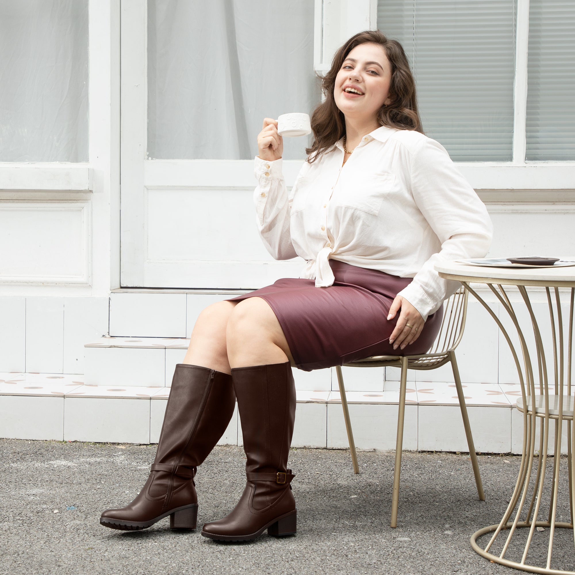 Extra Wide Calf Stretch Panel Boots （Elena)
