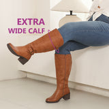 Extra Wide Calf Block Heel Riding Boots (Hindy)