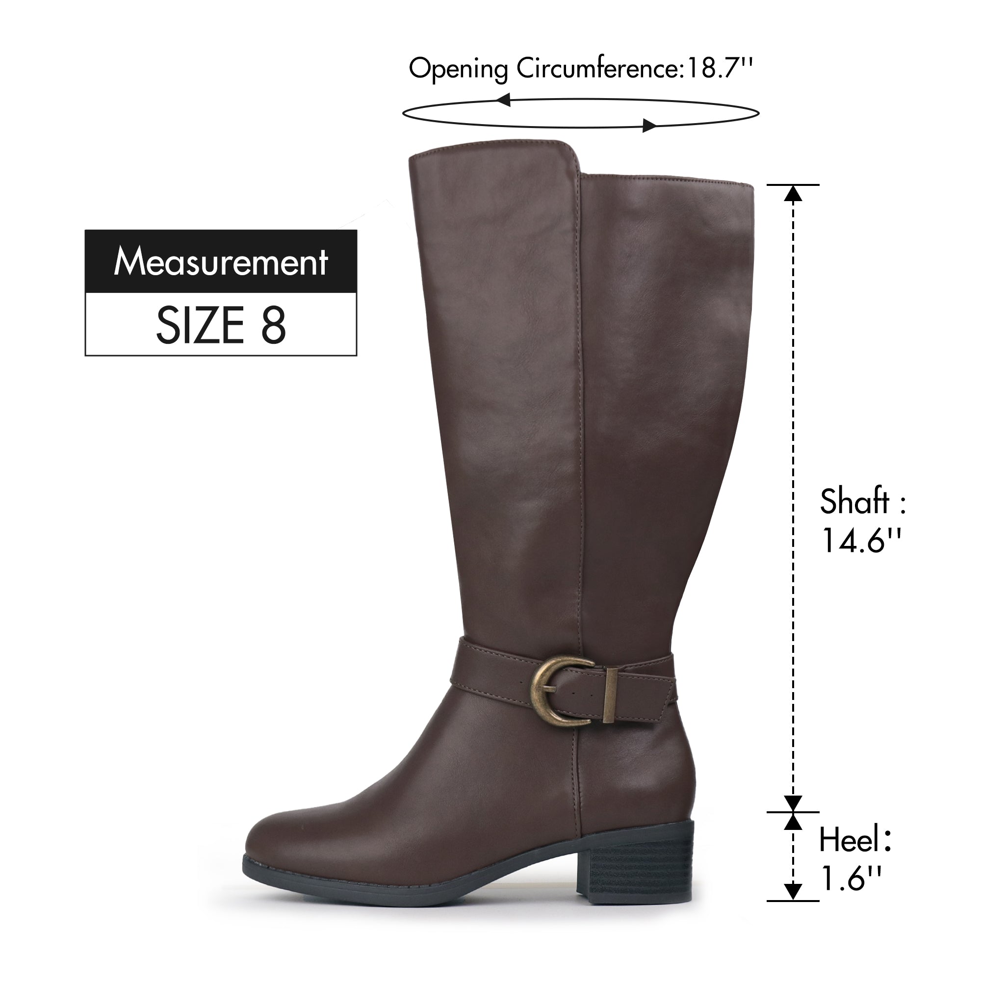 Extra Wide Calf Wool Lined Ankle Buckle Boots (Johanna)