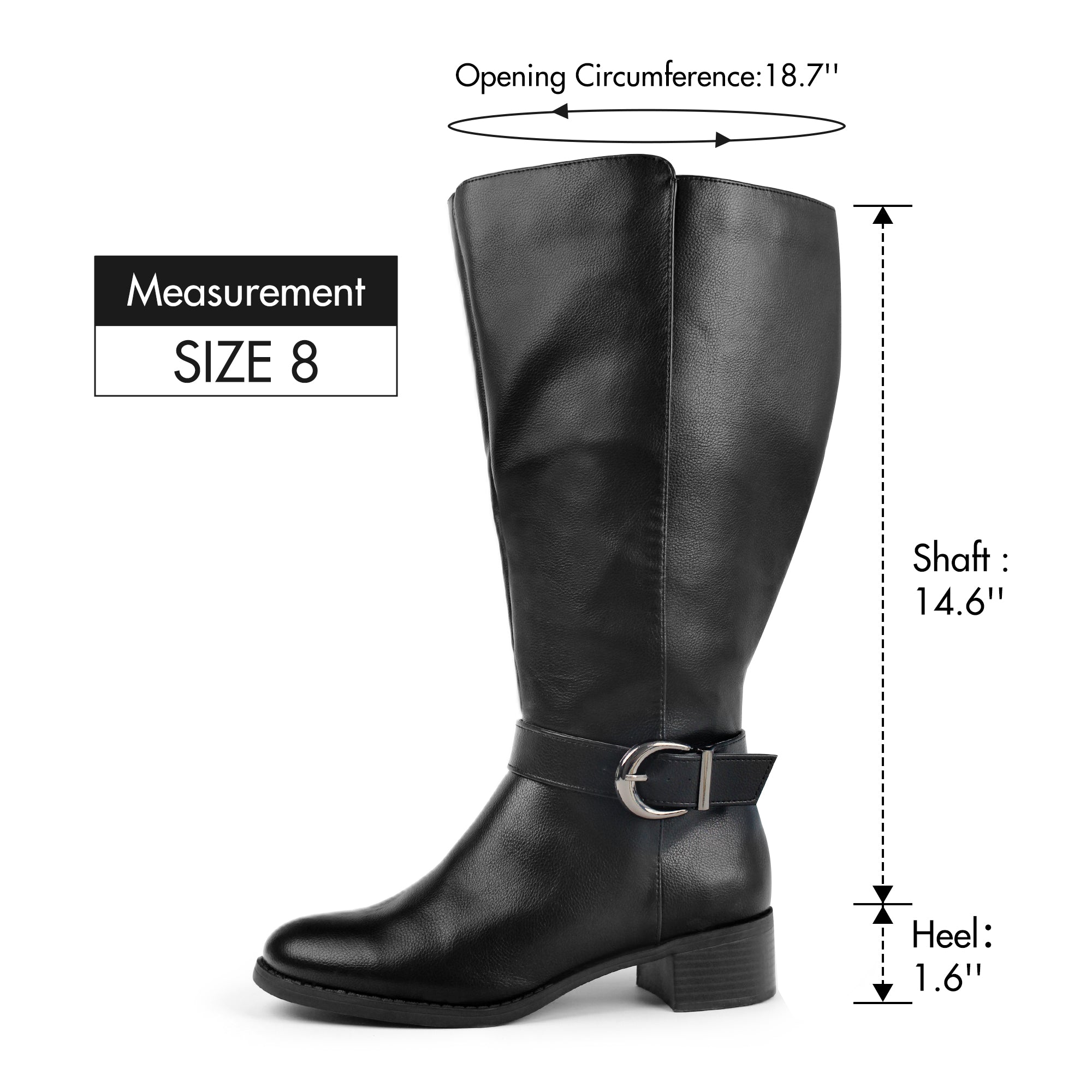 Extra Wide Calf Wool Lined Ankle Buckle Boots (Johanna)