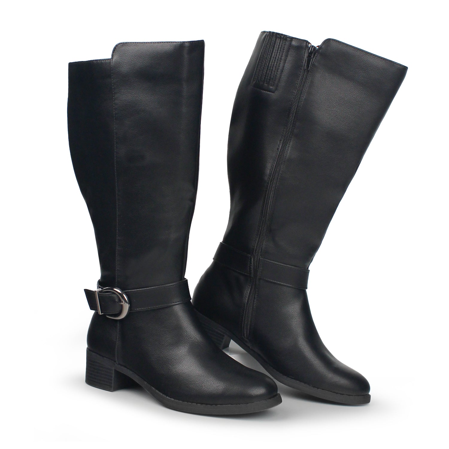 Extra Wide Calf Ankle Buckle Boots (Johanna)
