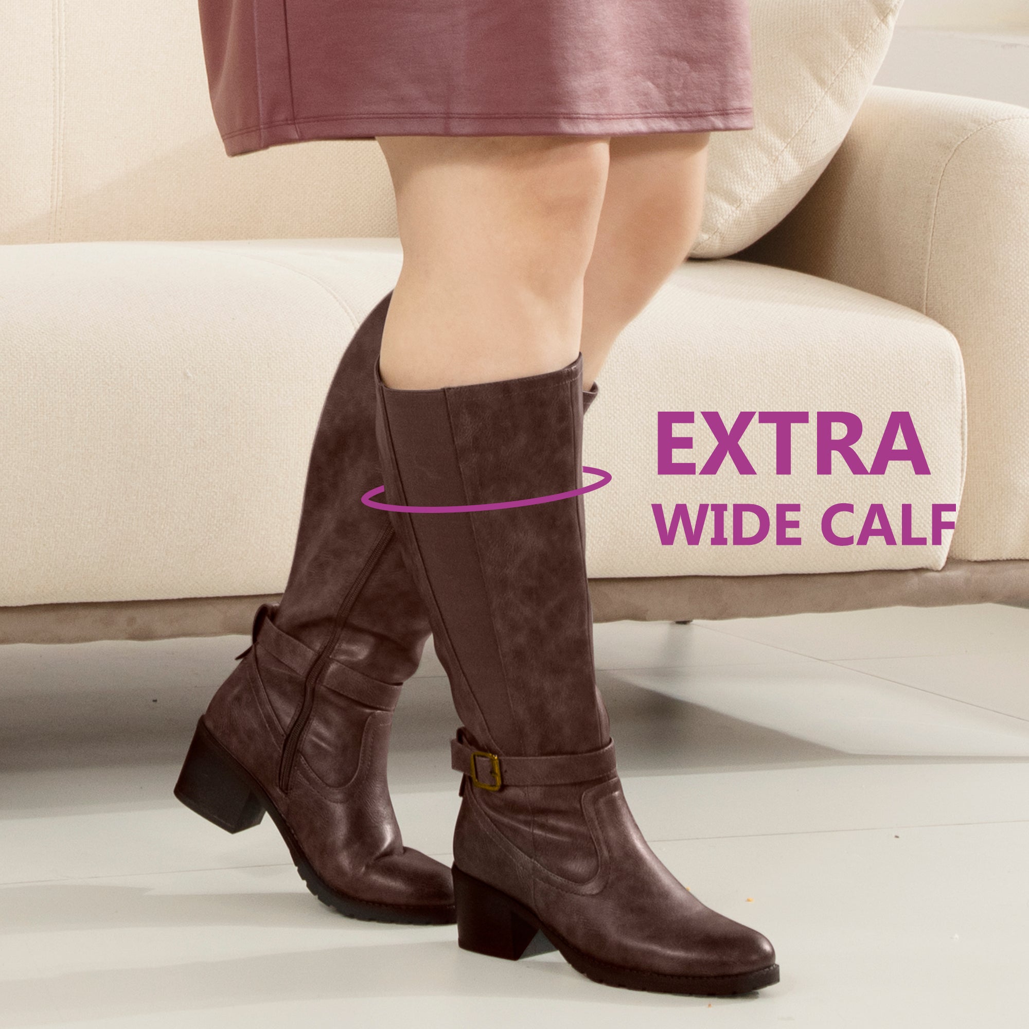 Extra Wide Calf Stretch Panel Boots （Elena)