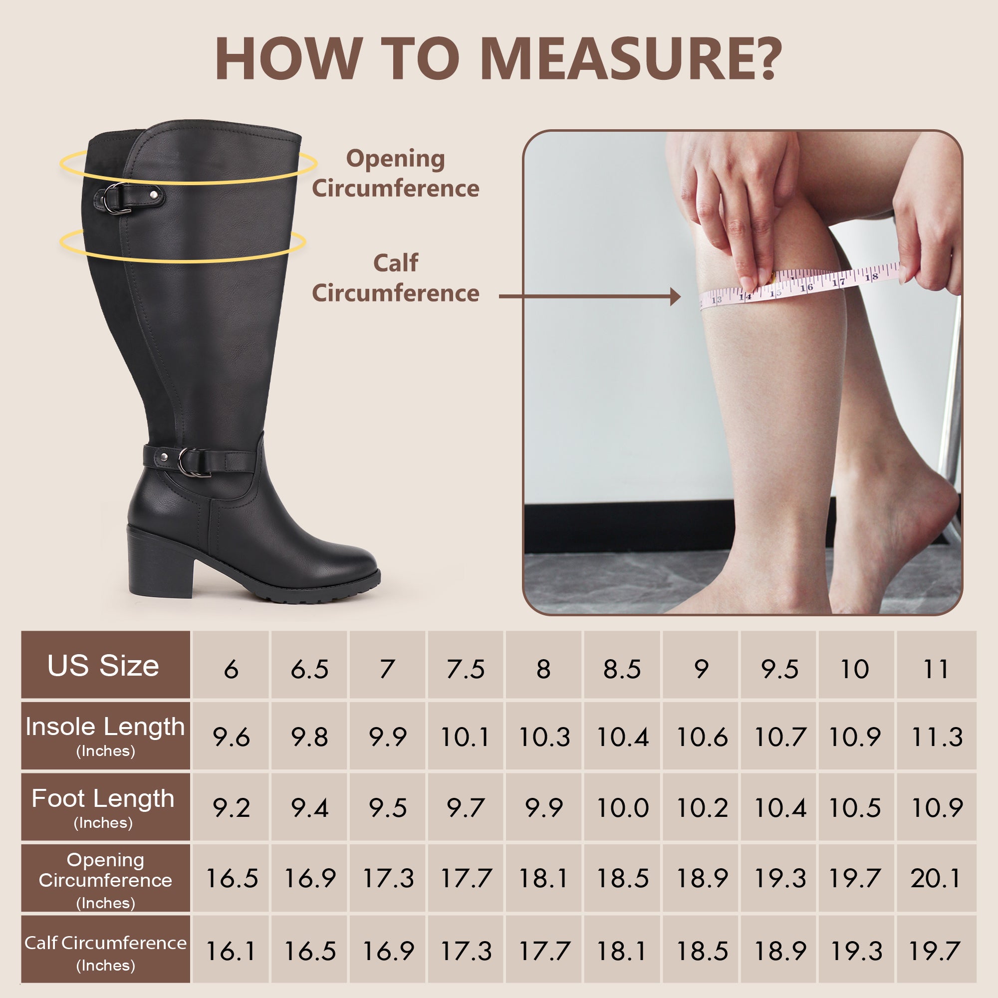 Extra Wide Calf Block Heel Riding Boots (Hindy)