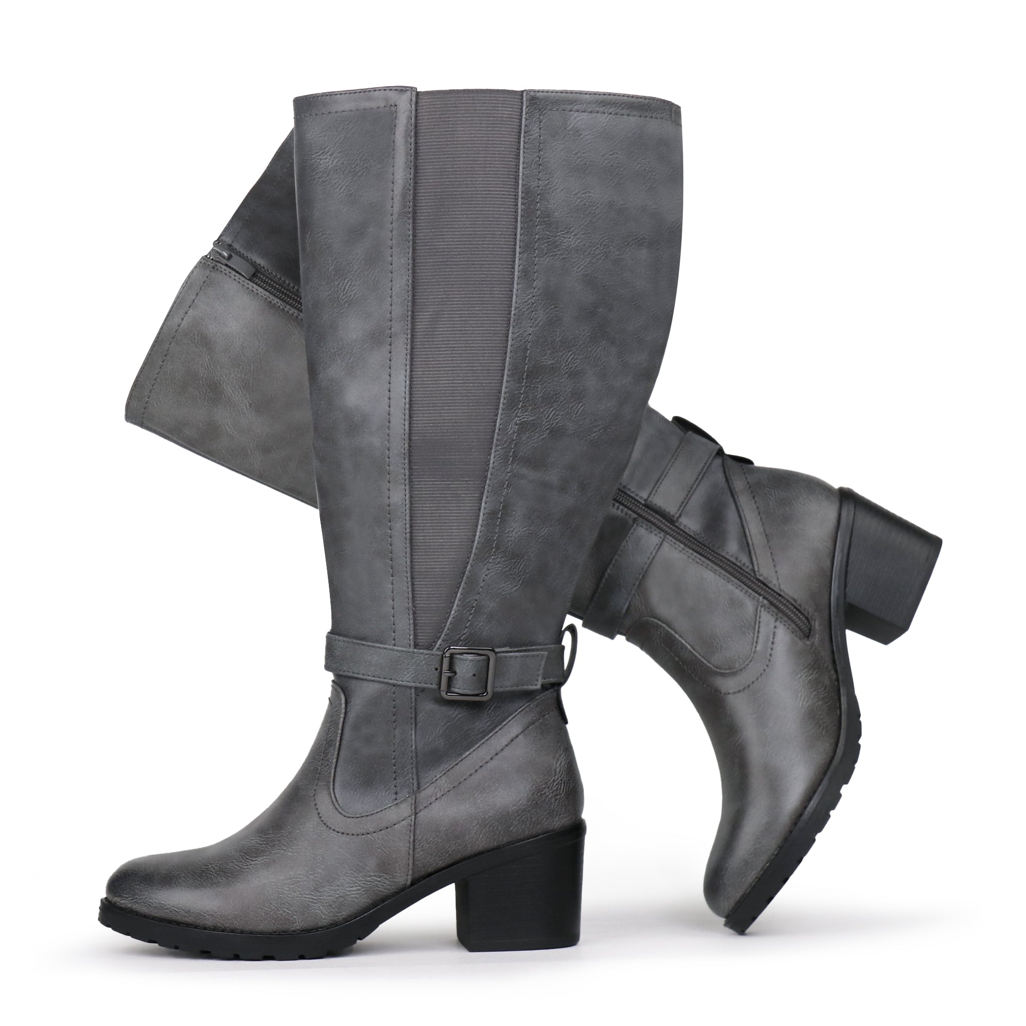 Extra Wide Calf Stretch Panel Boots （Elena)