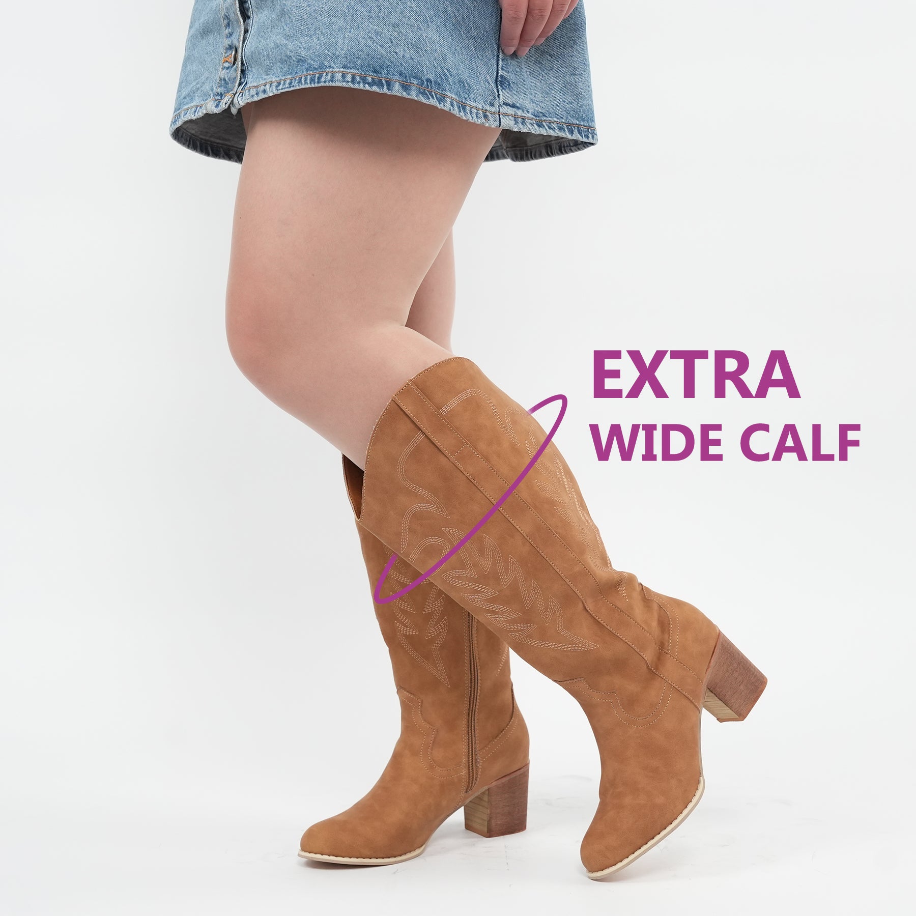 Extra Wide Calf Cowboy Boots (Arwa)