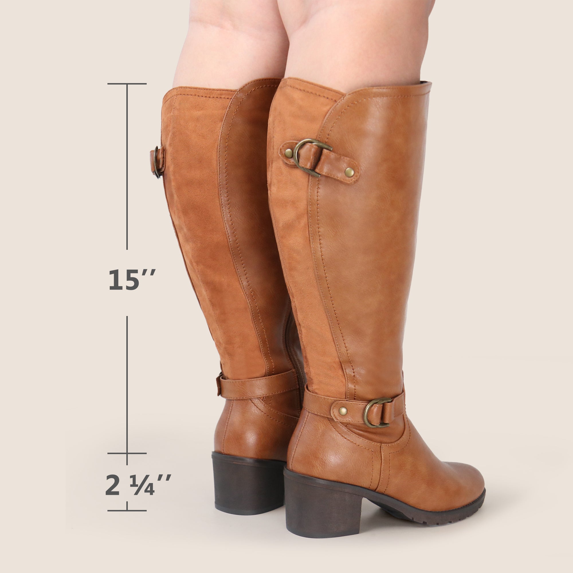 Extra Wide Calf Block Heel Riding Boots (Hindy)