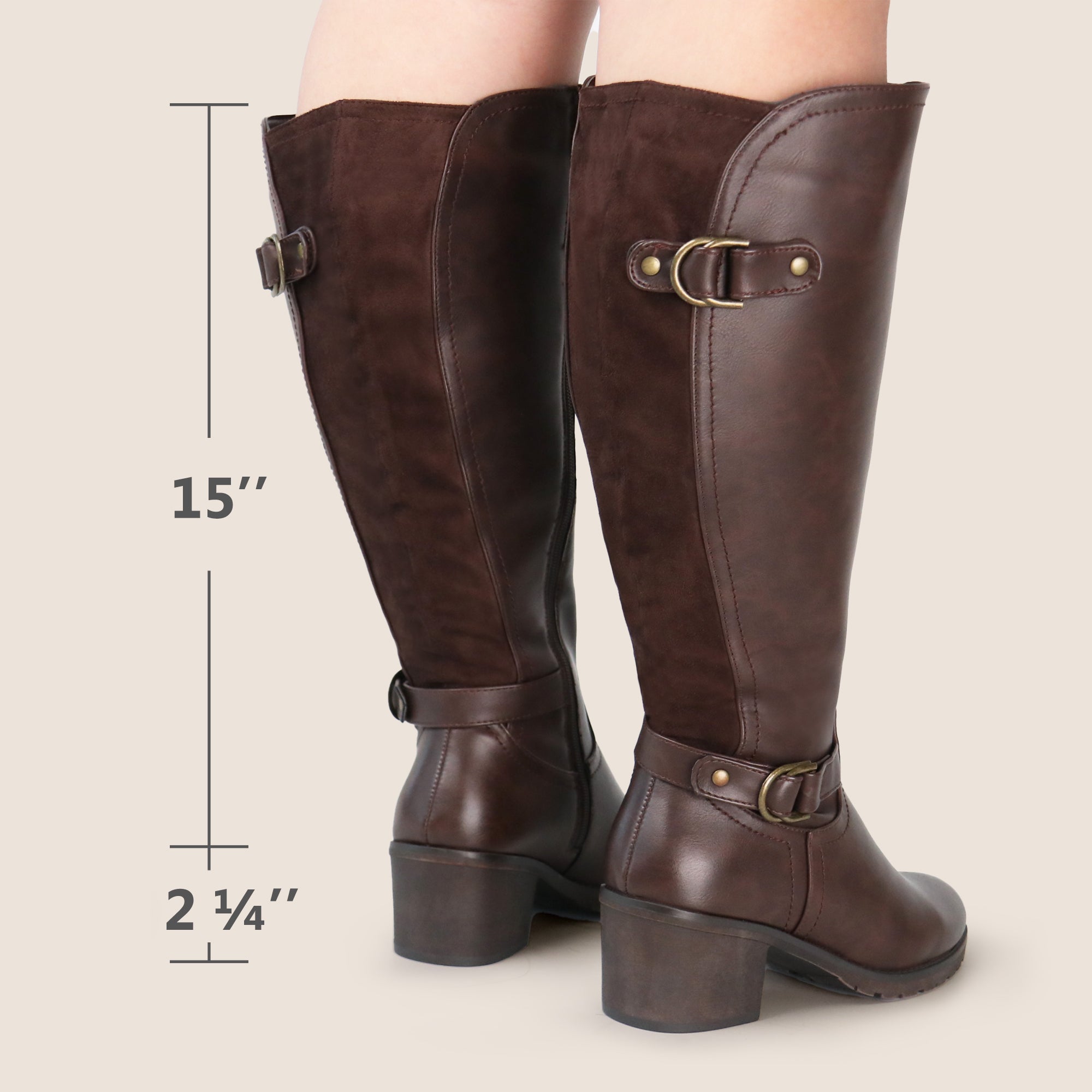 Extra Wide Calf Block Heel Riding Boots (Hindy)