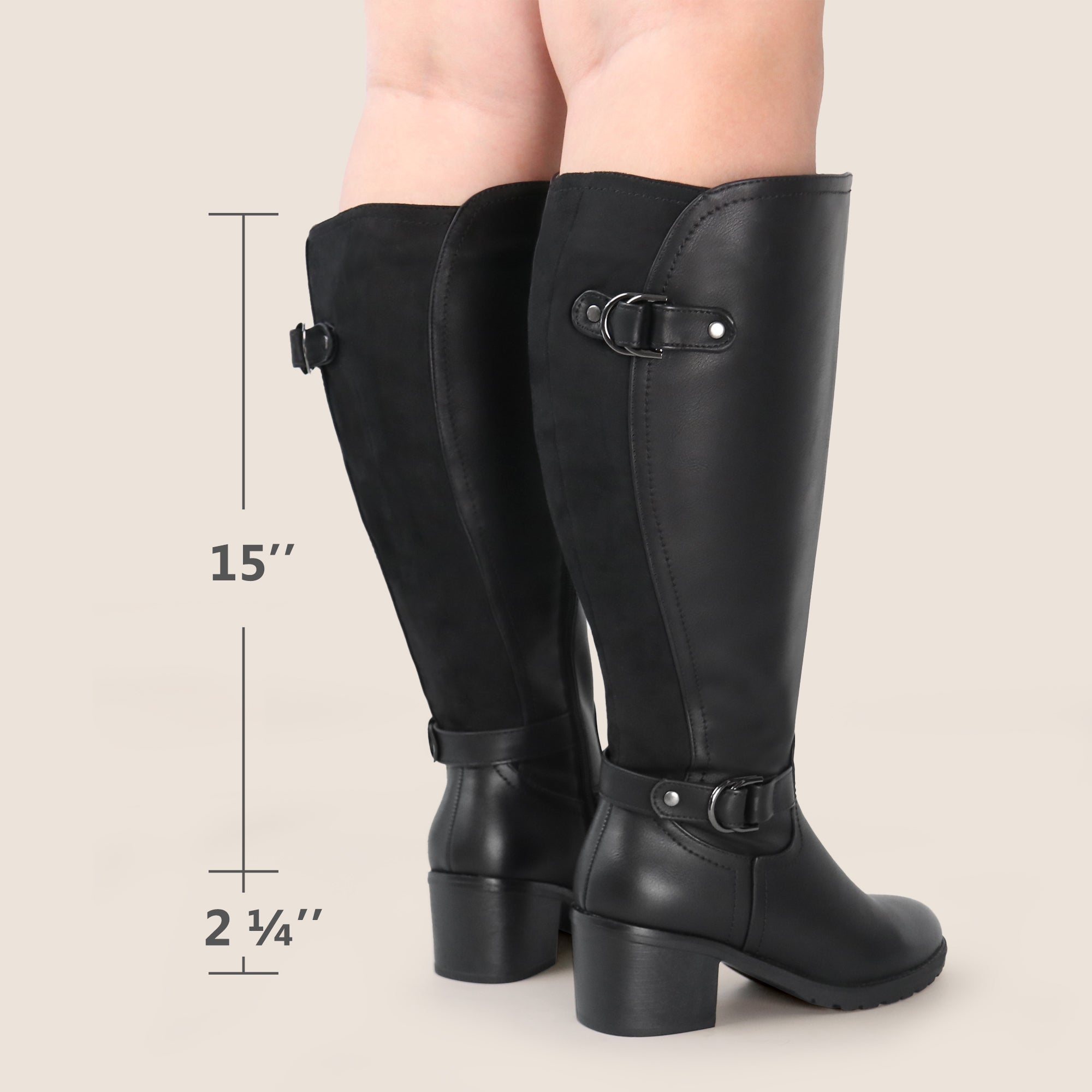 Extra Wide Calf Block Heel Riding Boots (Hindy)