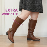 Extra Wide Calf Ankle Buckle Boots (Johanna)