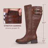 Extra Wide Calf Stacked Buckle Boots (Betta)