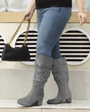 Pull On Slouchy Boots 65 GREY - Wide Calf with Round Toe