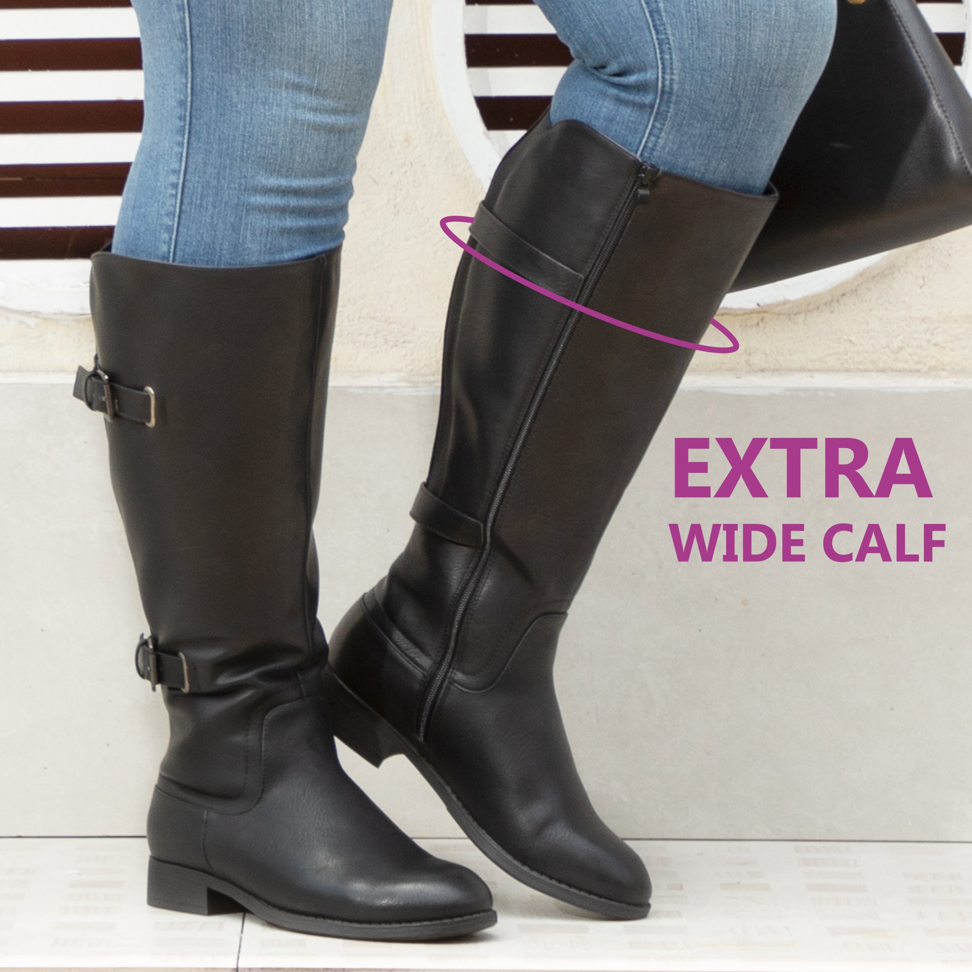 Extra Wide Calf Back Stretch Boots (Cellini)