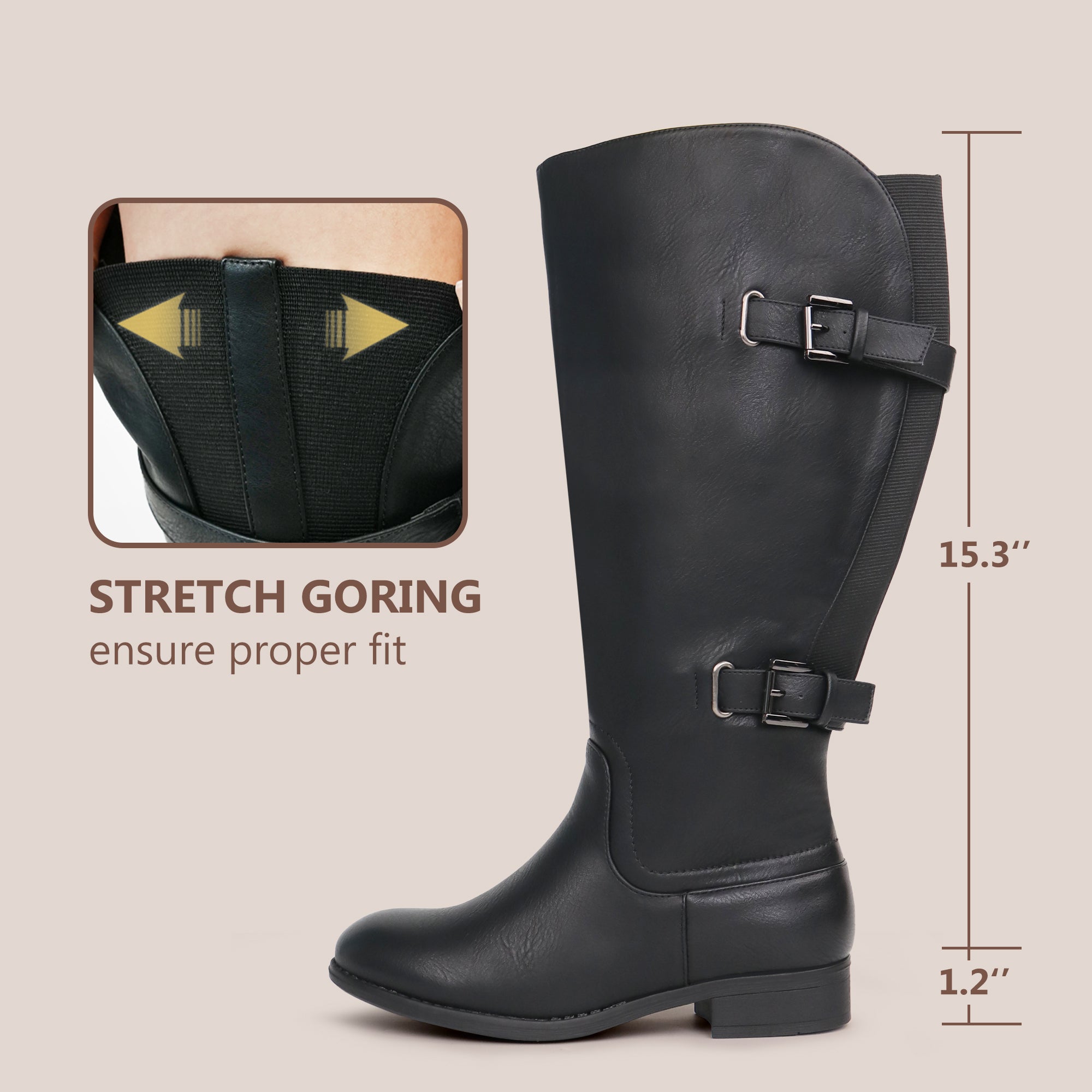 Extra Wide Calf Back Stretch Boots (Cellini)