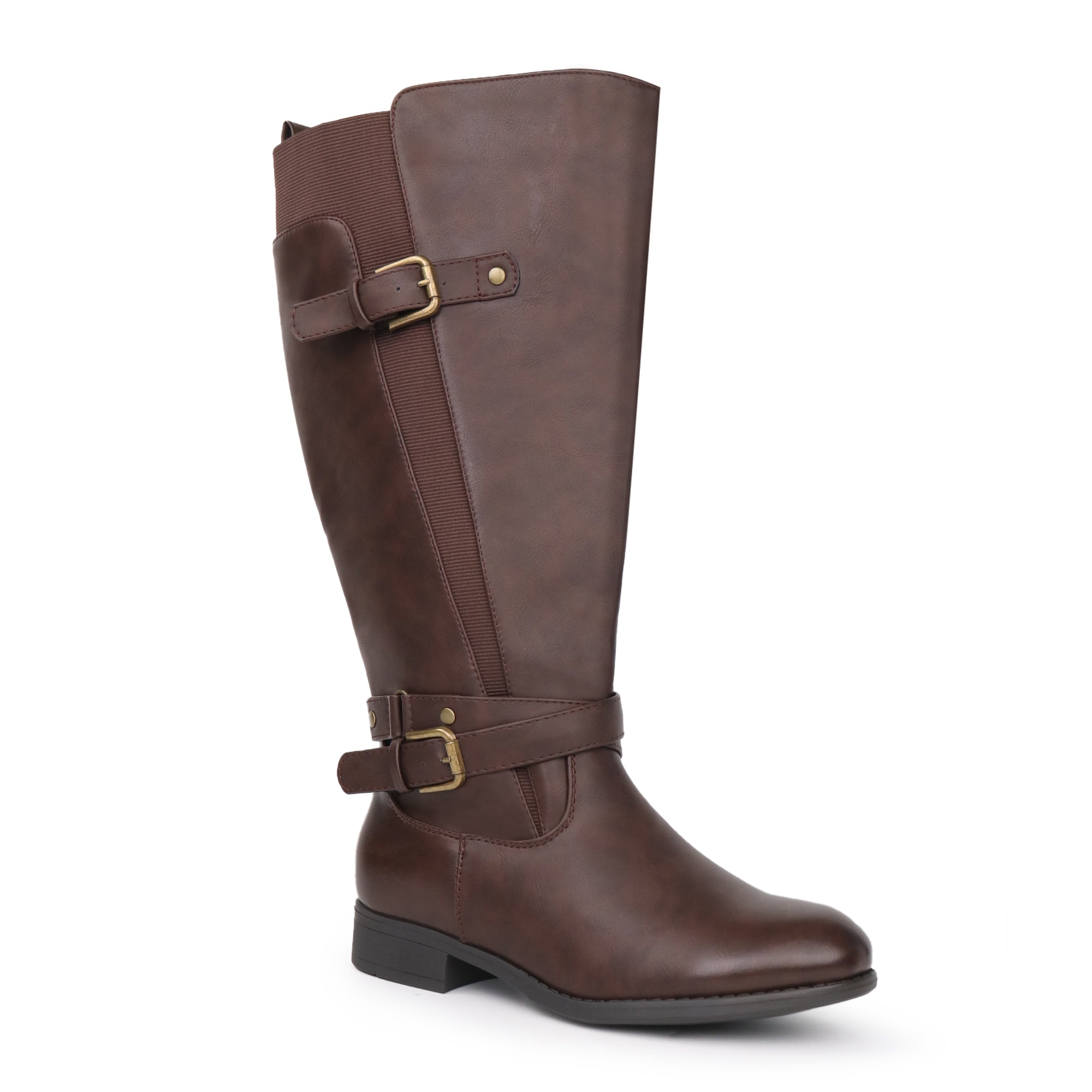 Extra Wide Calf Sleek Riding Boots (Arvillaz) Brown