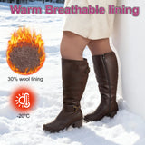 Extra Wide Calf Wool Lined Block Heel Riding Boots (Hindy)