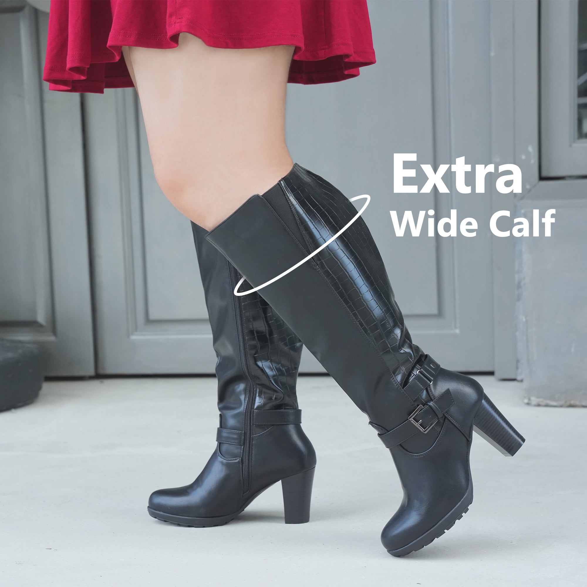 Extra Wide Calf High Heel Boots (Grosa)
