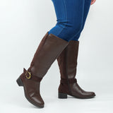 Extra Wide Calf Ankle Buckle Boots (Johanna)