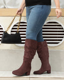 Pull On Slouchy Boots 65 BRWON - Wide Calf with Round Toe