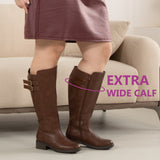 Extra Wide Calf Stacked Buckle Boots (Betta)