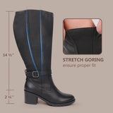 Extra Wide Calf Stretch Panel Boots （Elena)