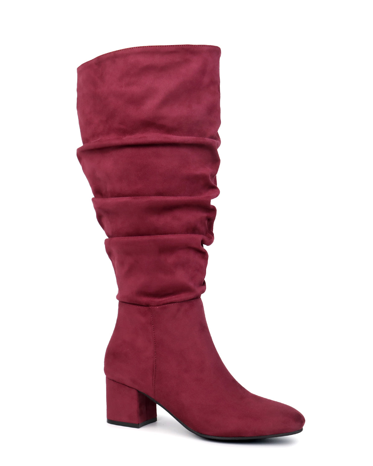 Pull On Slouchy Boots 65 BURGUNDY - Wide Calf with Round Toe