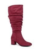 Pull On Slouchy Boots 65 BURGUNDY - Wide Calf with Round Toe