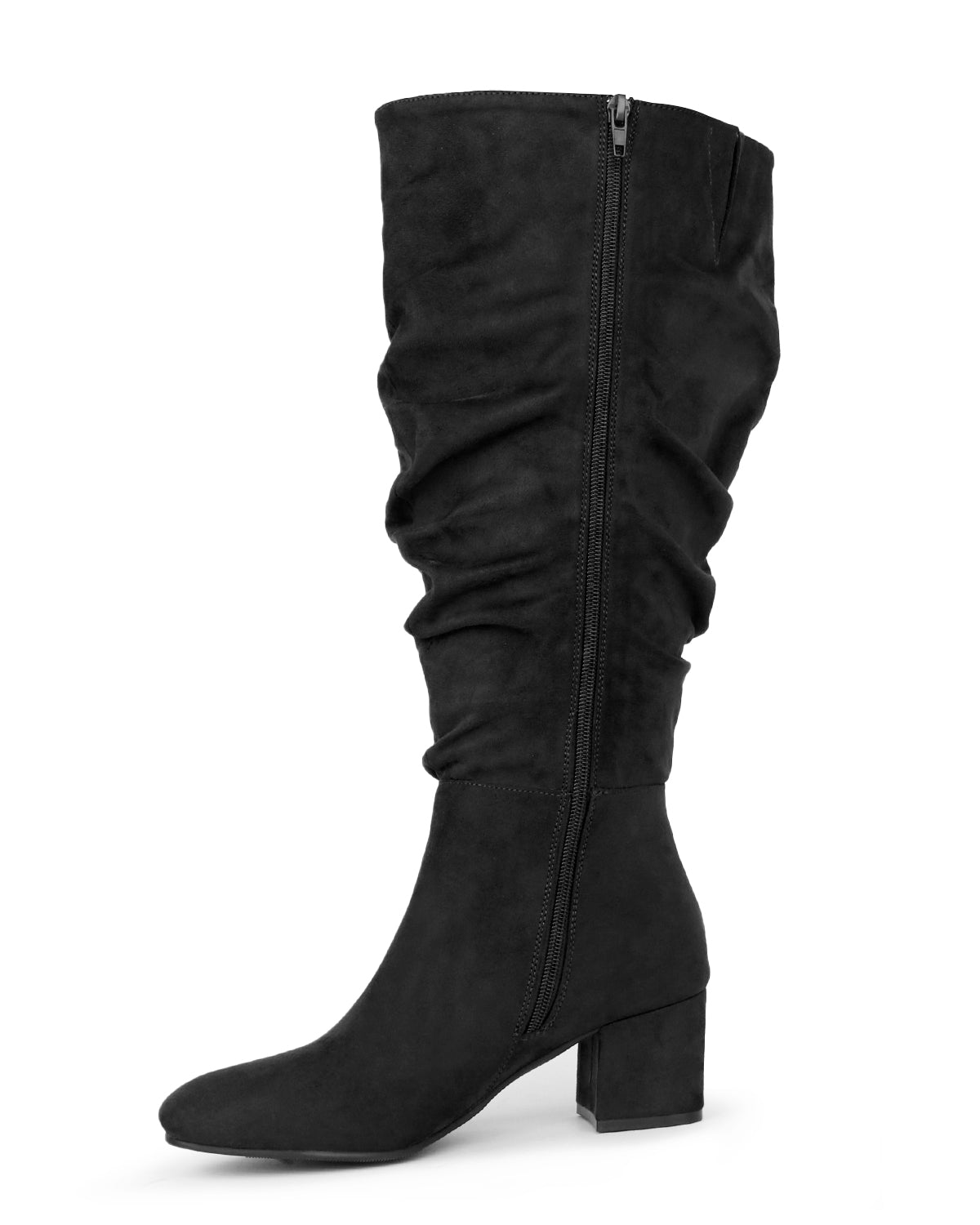 Pull On Slouchy Boots 65 BLACK - Wide Calf with Round Toe