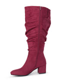 Pull On Slouchy Boots 65 BURGUNDY - Wide Calf with Round Toe