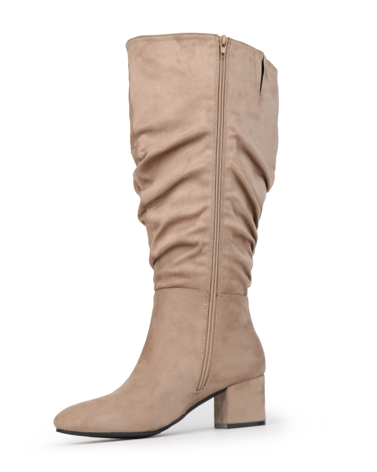 Pull On Slouchy Boots 65 TAUPE - Wide Calf with Round Toe