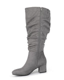 Pull On Slouchy Boots 65 GREY - Wide Calf with Round Toe