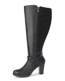 High Heel Boots 83 BLACK SUEDE- Wide Calf with Ankle Strap