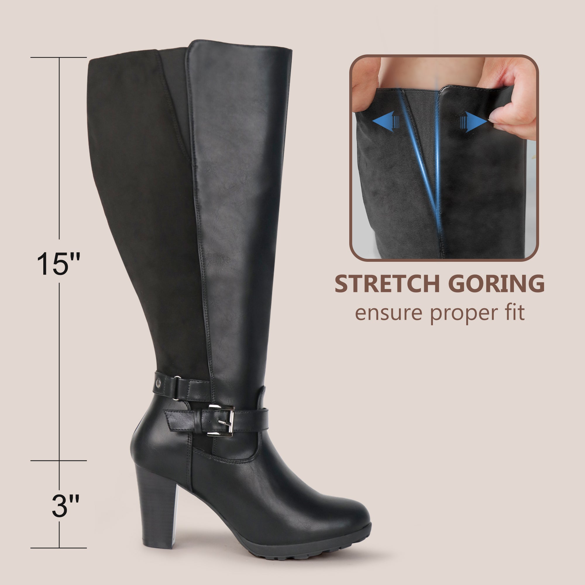 Extra Wide Calf High Heel Boots (Grosa)