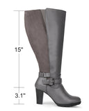 High Heel Boots 83 GREY - Wide Calf with Ankle Strap