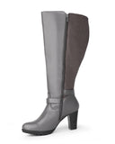 High Heel Boots 83 GREY - Wide Calf with Ankle Strap