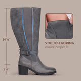 Extra Wide Calf Stretch Panel Boots （Elena)