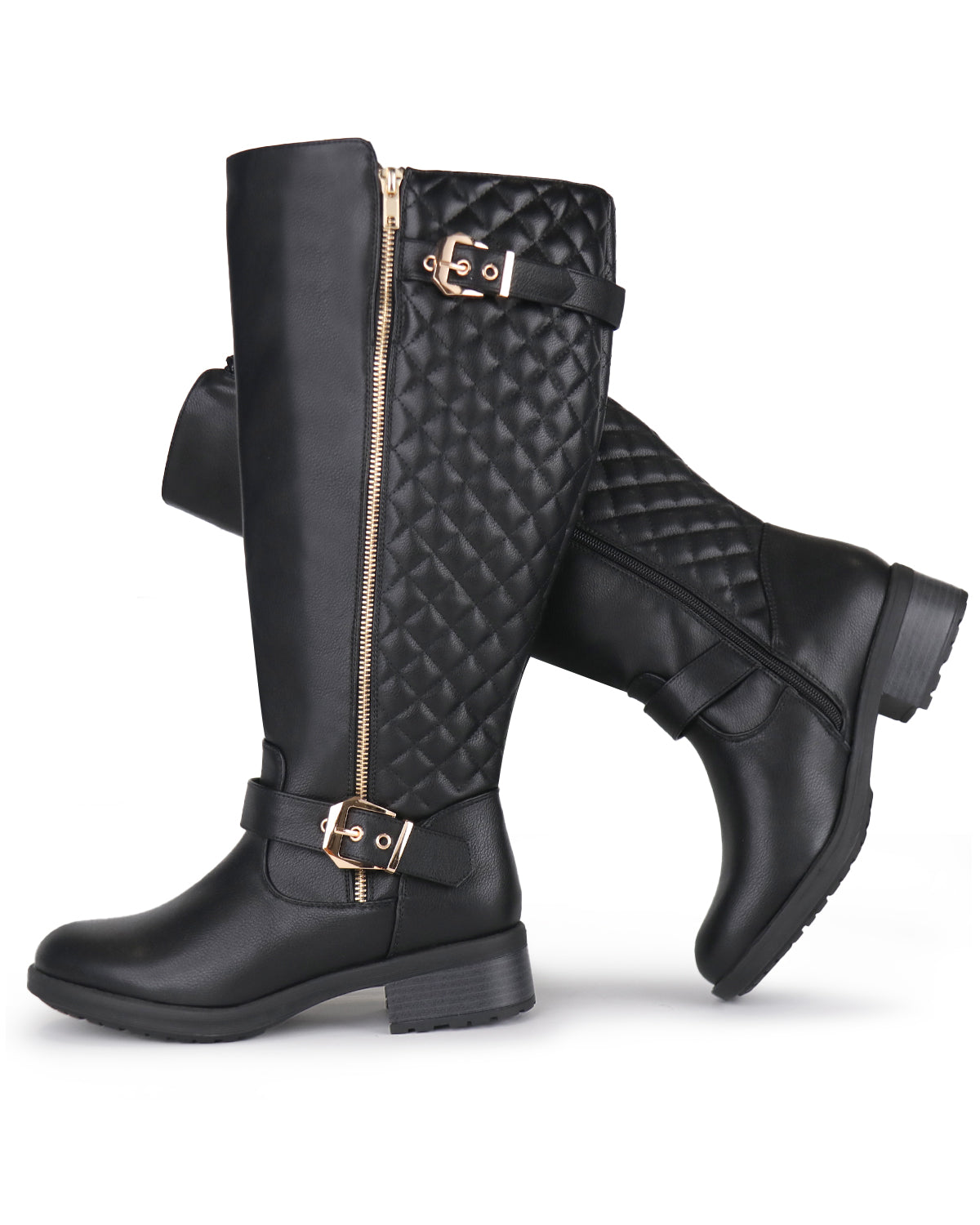 Chic Rider Boots 78- Wide Calf with Fashion Buckles