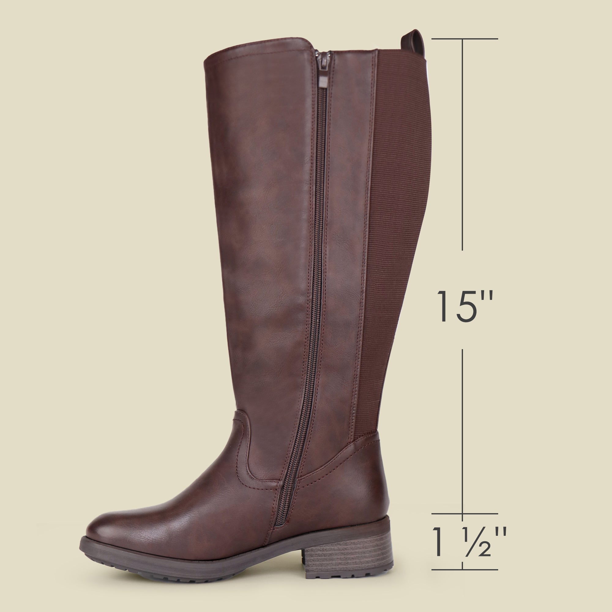 Inc International Concepts Womens Fawne Wide Calf Leather Chocolate