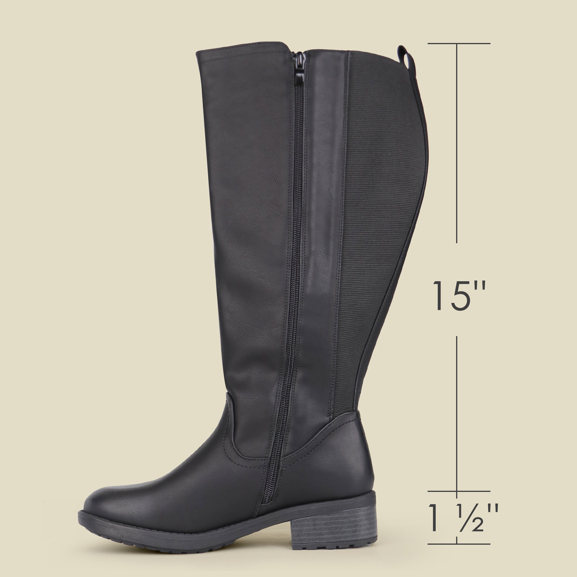 Extra Wide Calf Stretch Panel Riding Boots (Learn)